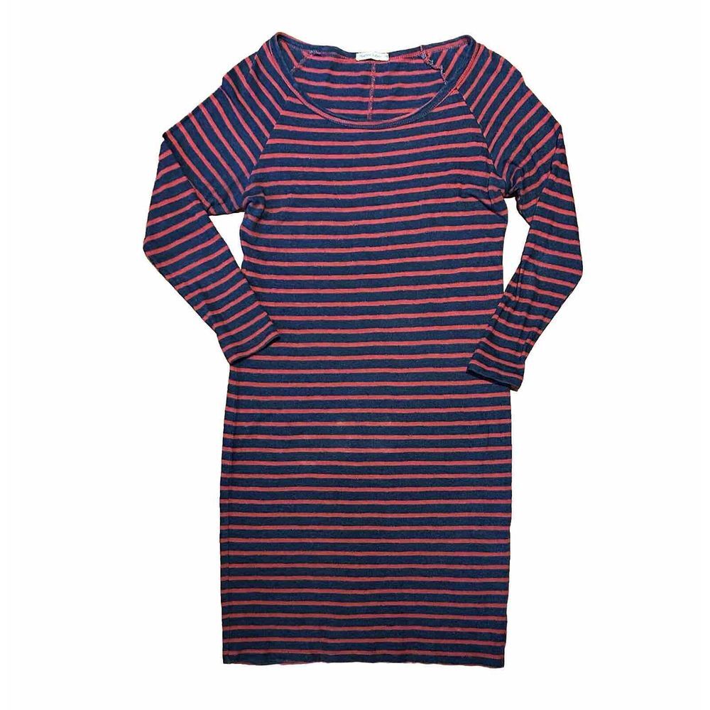 MARINE LAYER Dress Womens Medium Red Blue Stripe Long Sleeve Midi‎ Bodycon